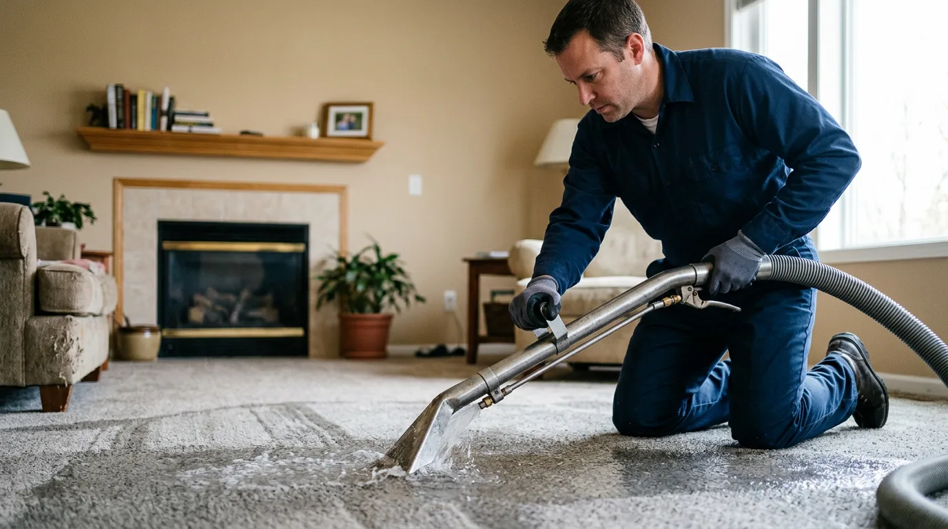 Water damage restoration technician working near Clinton, MO